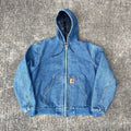 Vintage Carhartt Denim Blue Hooded Jacket