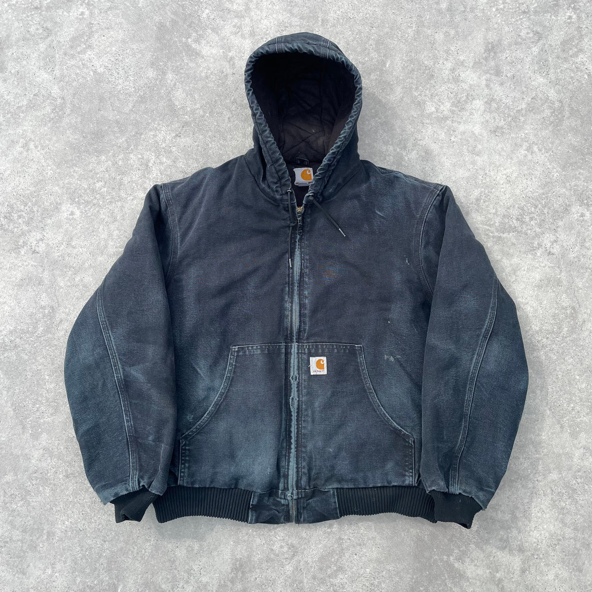 Vintage Carhartt Faded Black Hooded Jacket