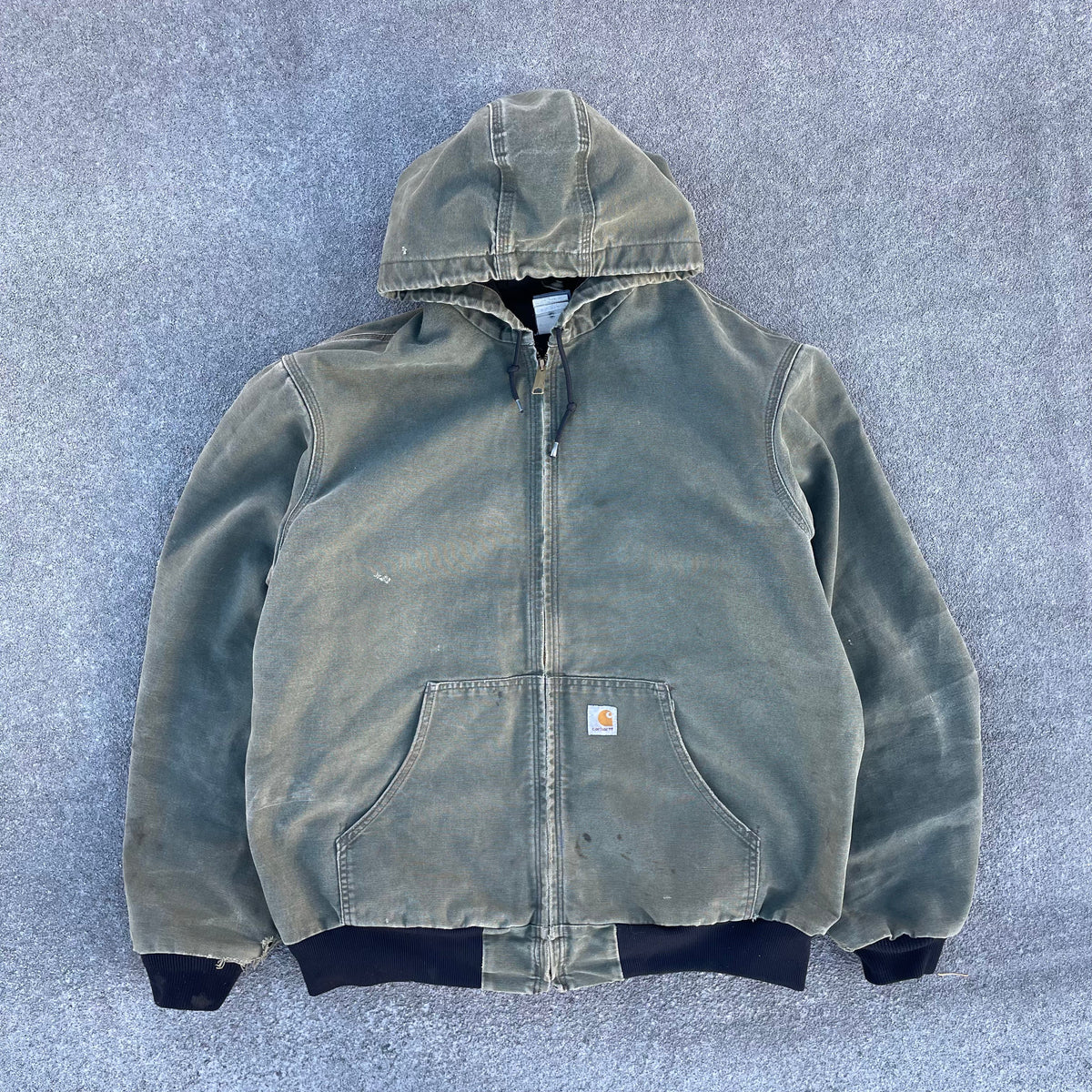 Vintage Carhartt Faded Green Hooded Jacket