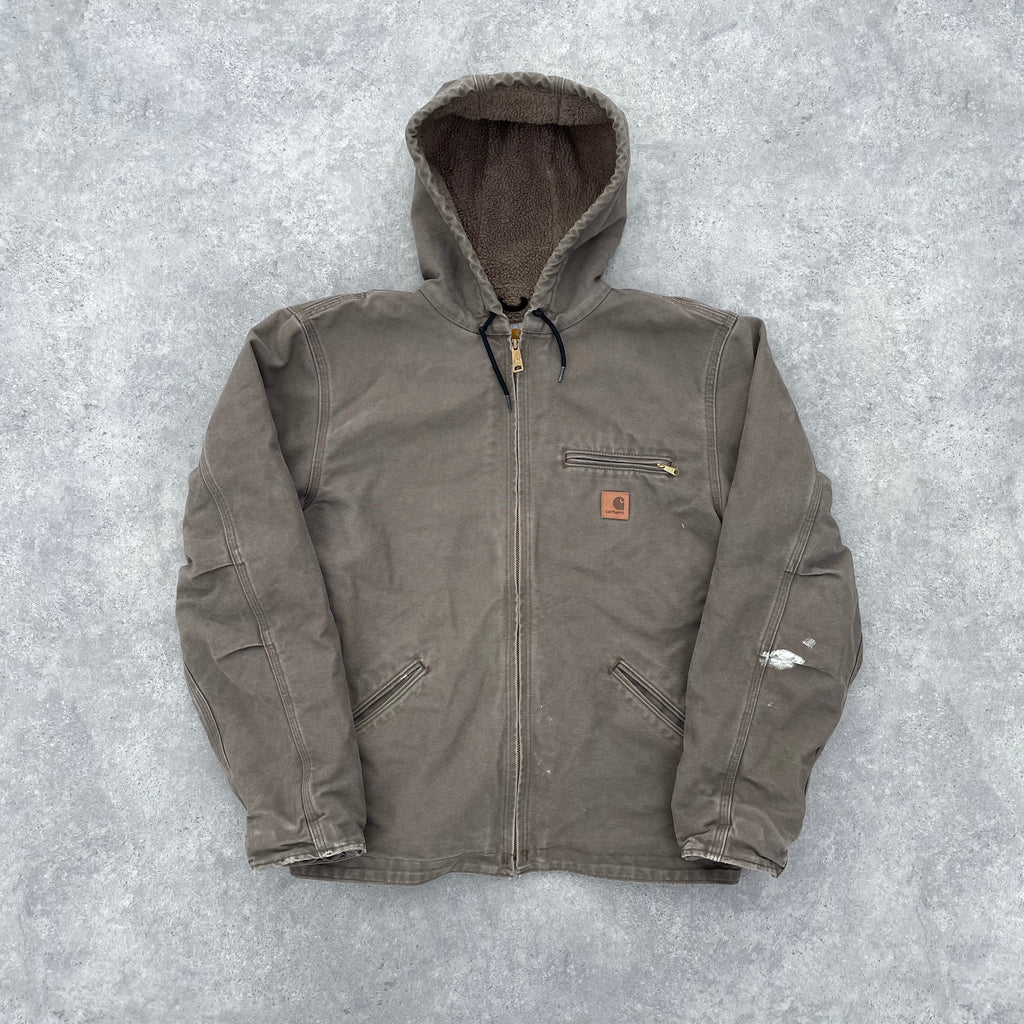 Vintage Carhartt Faded Beige Hooded Jacket