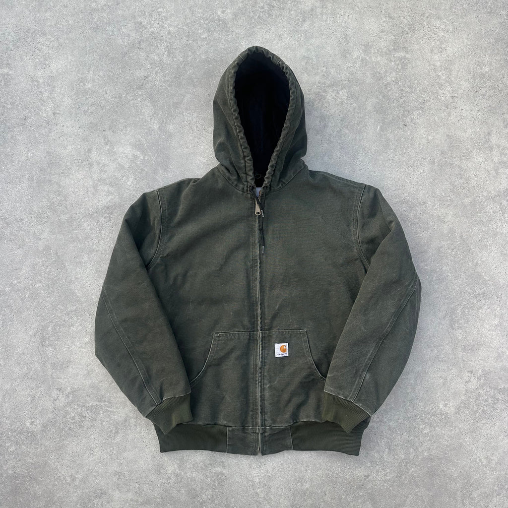 Vintage Carhartt Faded Green Hooded Jacket