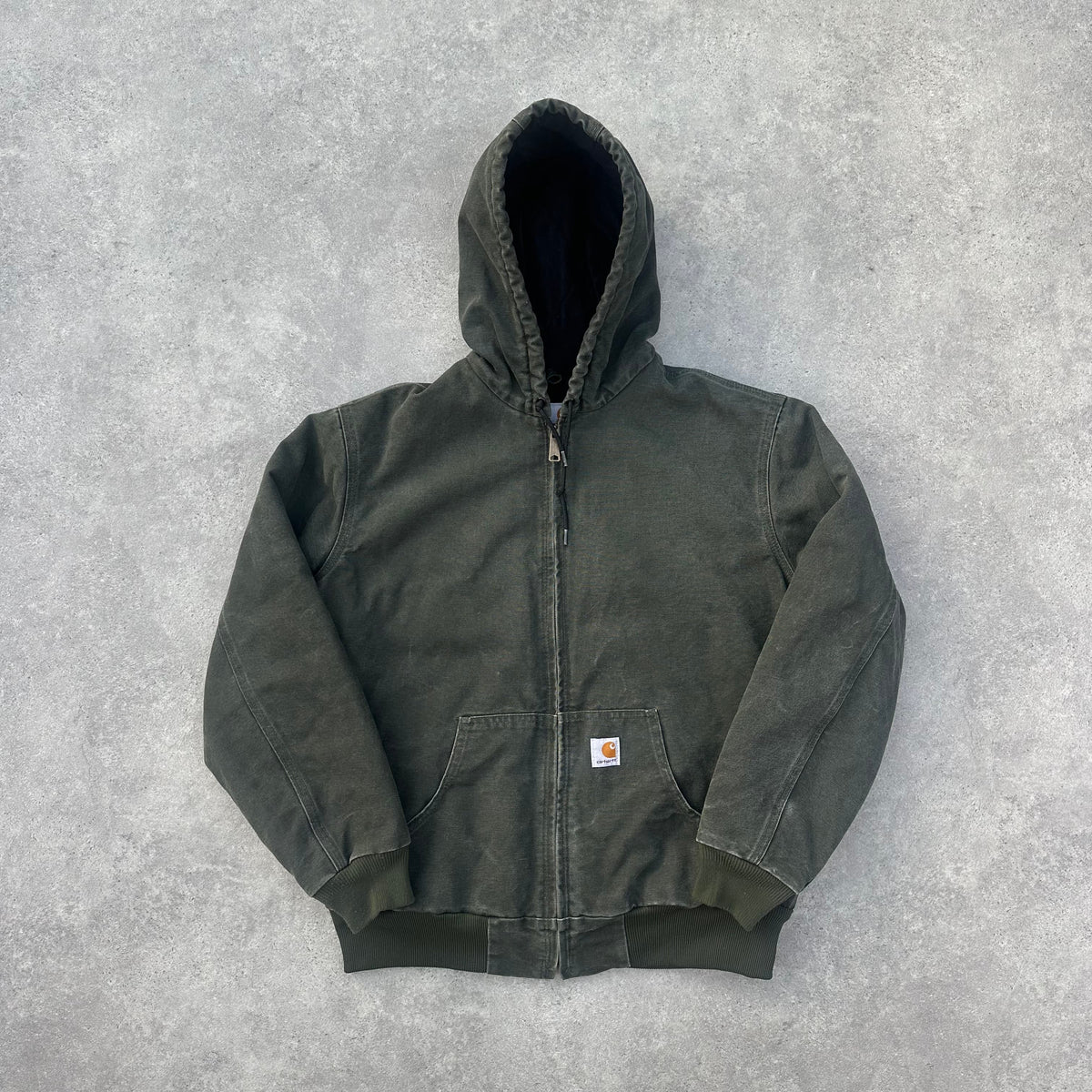 Vintage Carhartt Faded Green Hooded Jacket