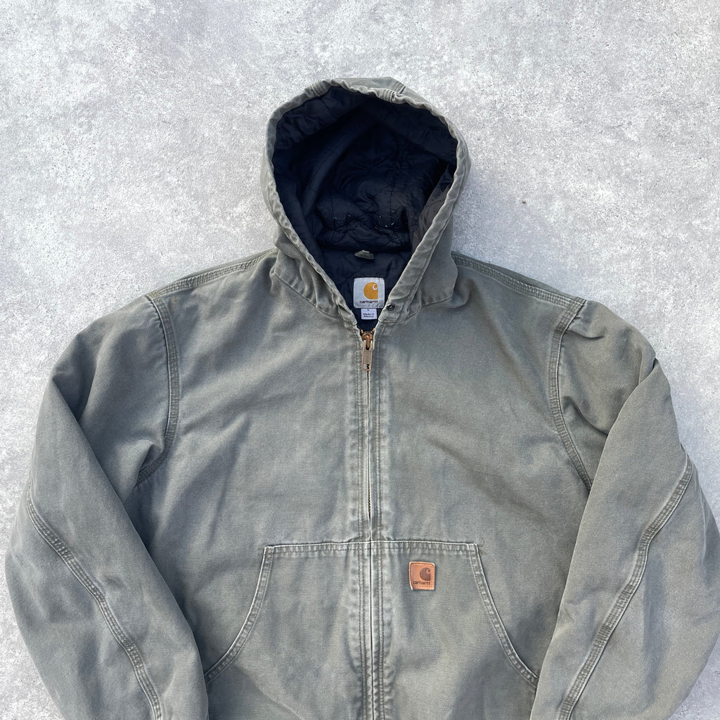 Vintage Carhartt Faded Green Hooded Jacket