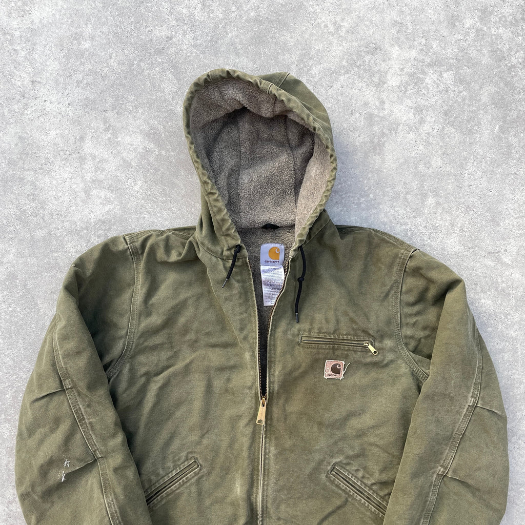 Vintage Carhartt Faded Green Hooded Jacket