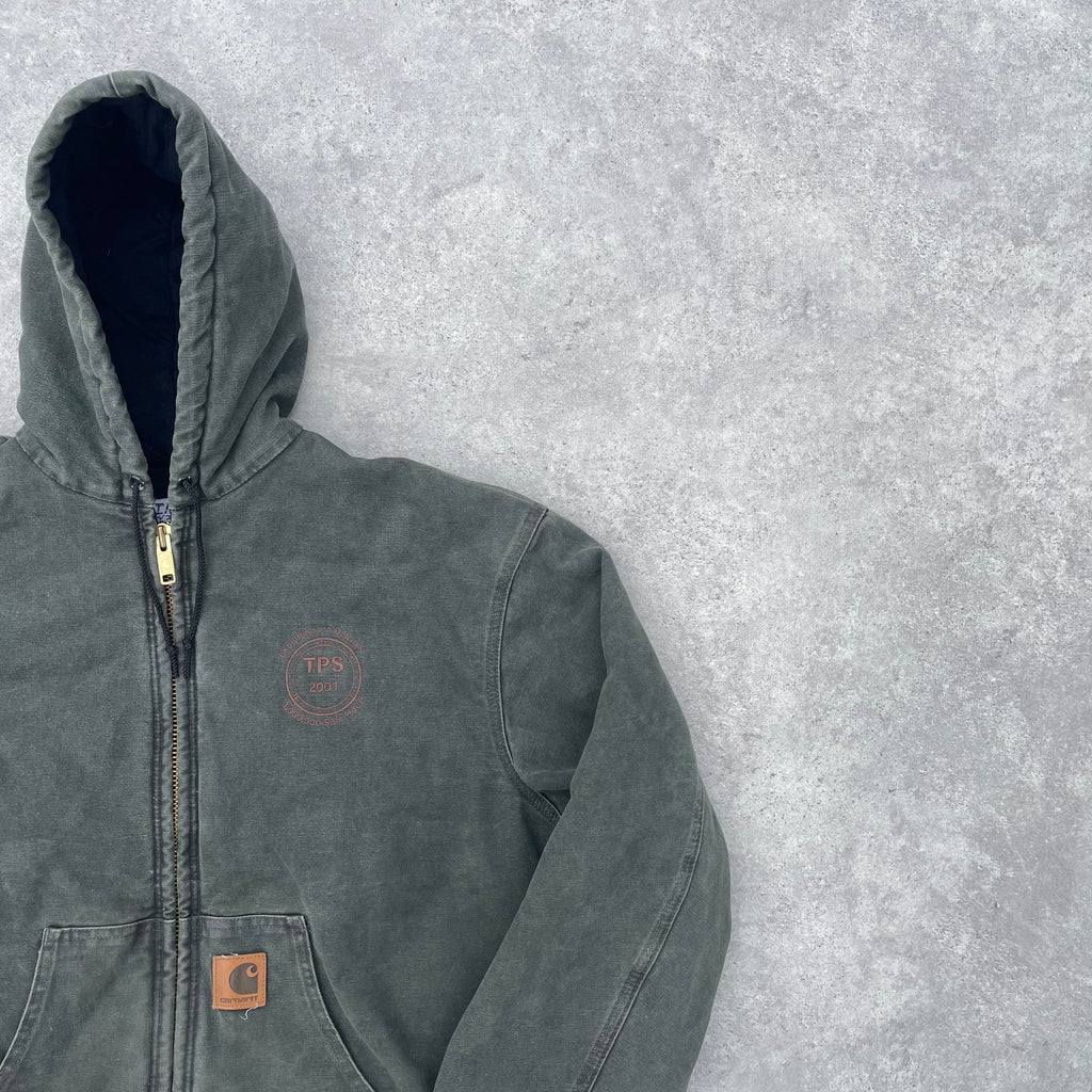 Vintage Carhartt Faded Green Hooded Jacket