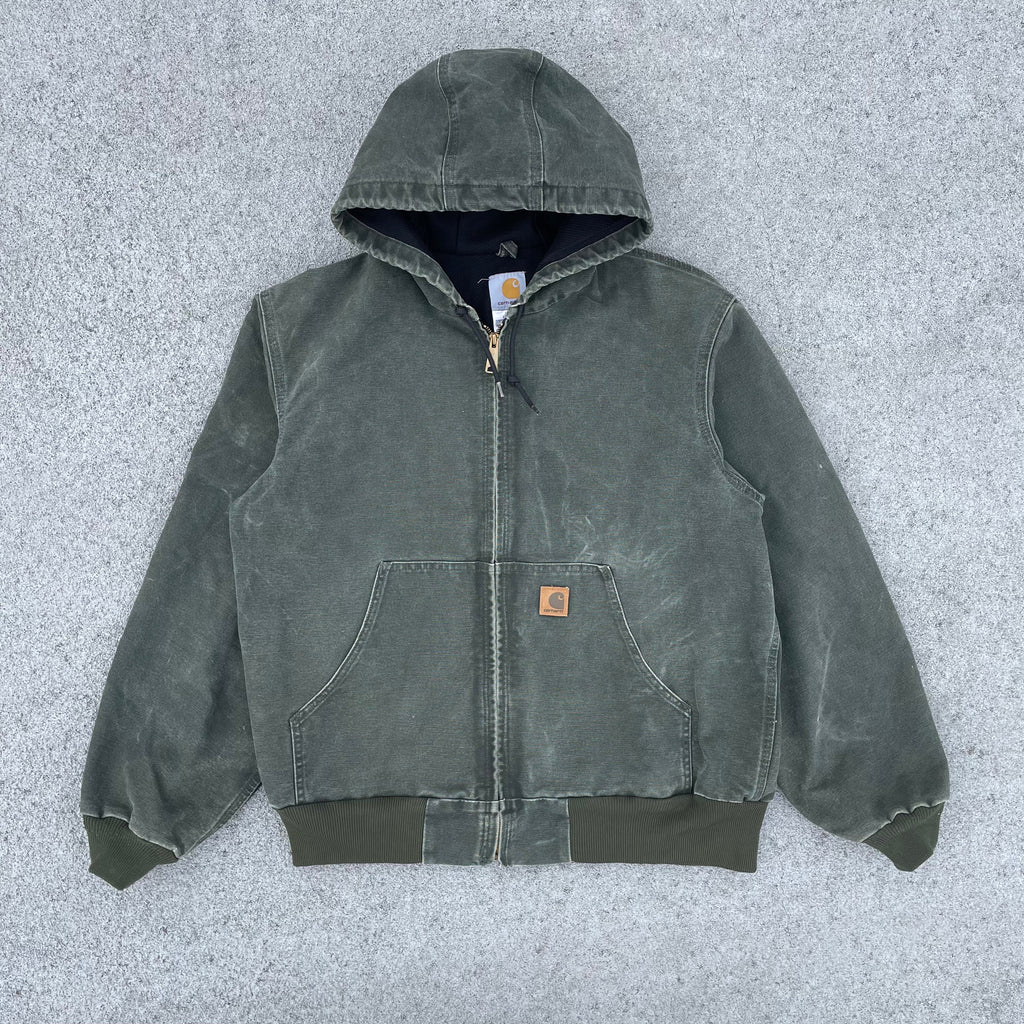 Vintage Carhartt Faded Green Hooded Jacket