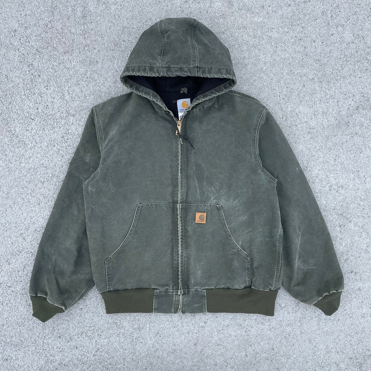 Vintage Carhartt Faded Green Hooded Jacket