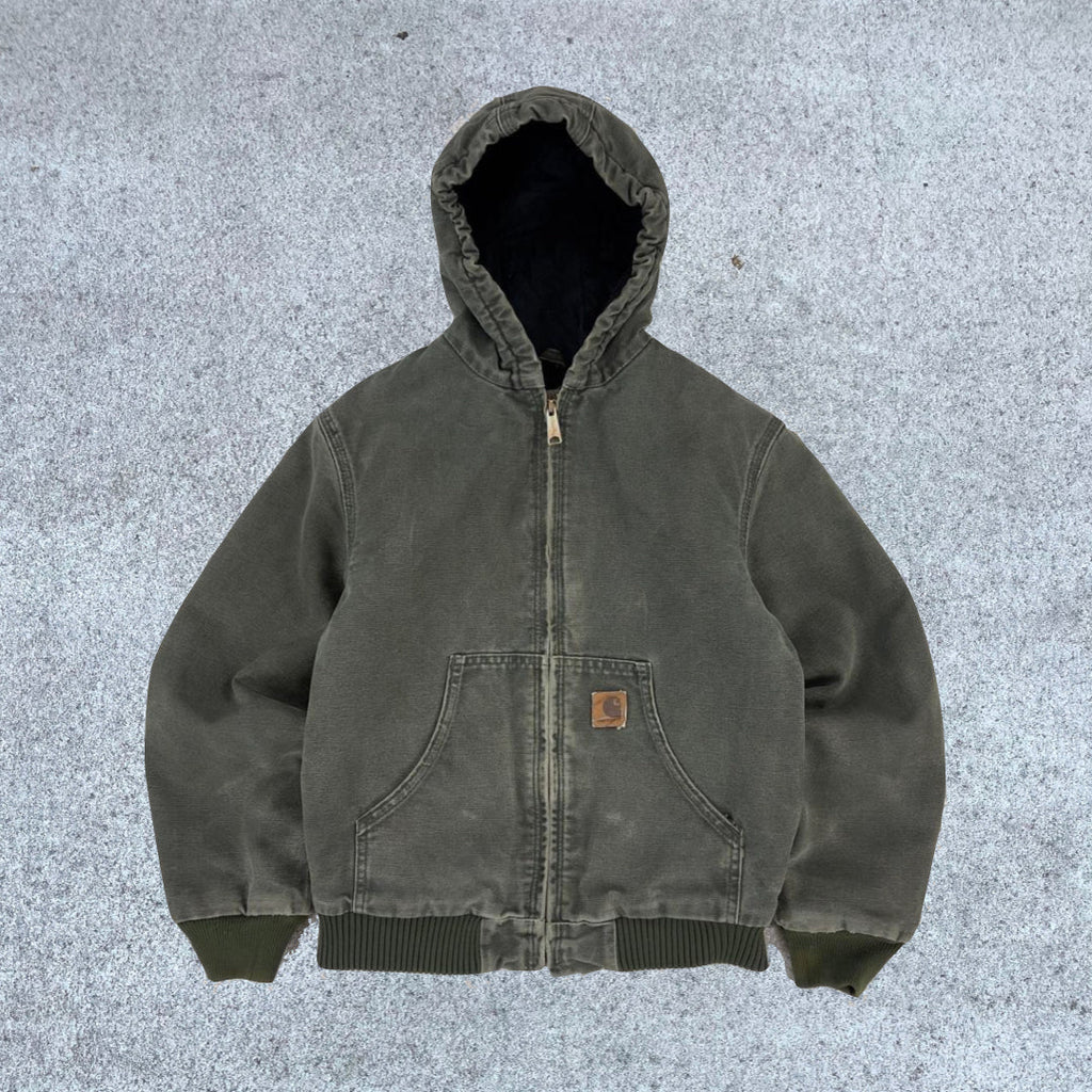 Vintage Carhartt Faded Green Hooded Jacket