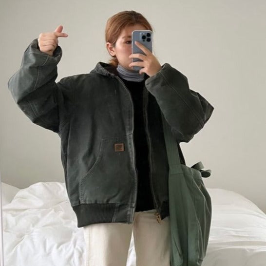 Vintage Carhartt Faded Green Hooded Jacket
