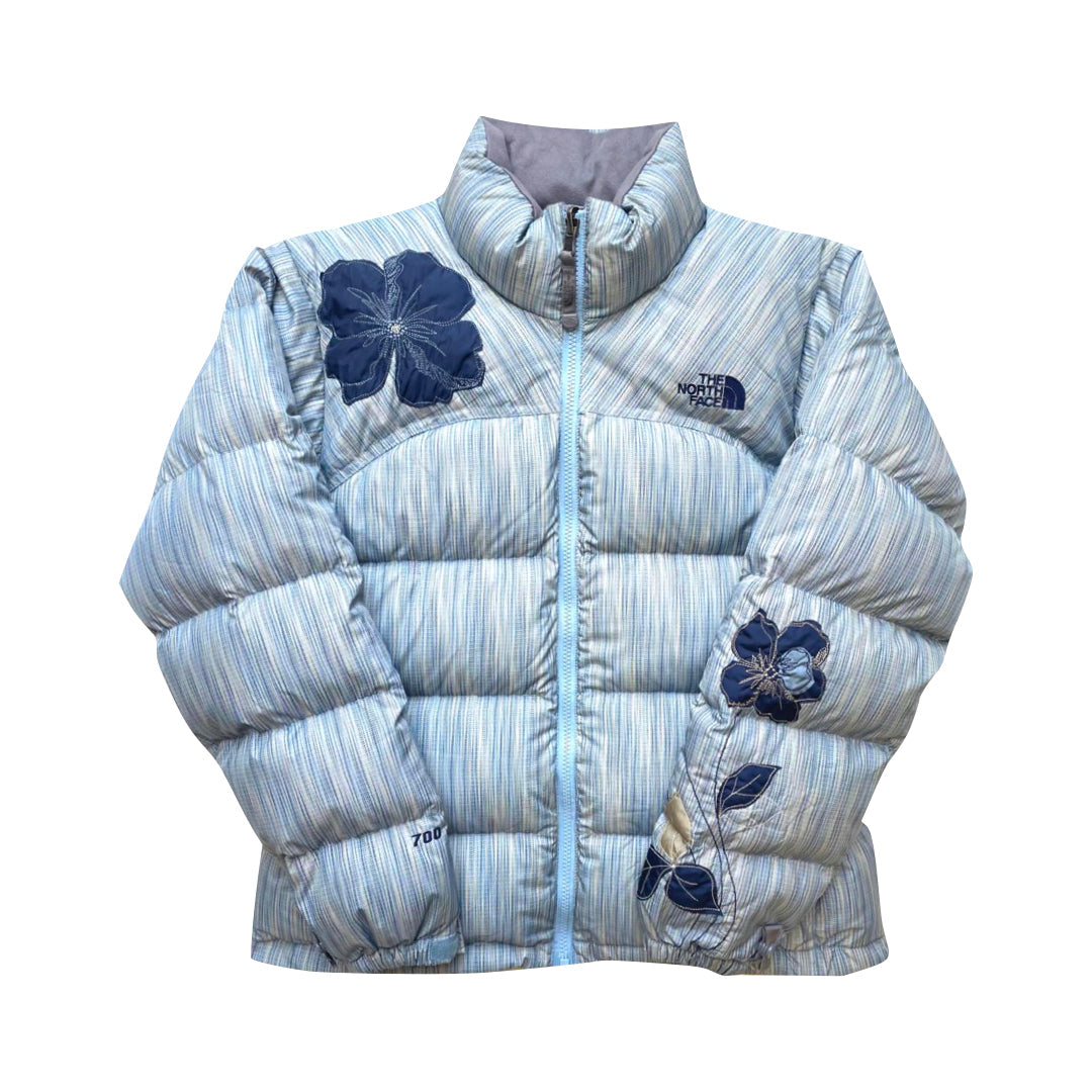 The North Face Womens Baby Blue Multi Puffer Jacket
