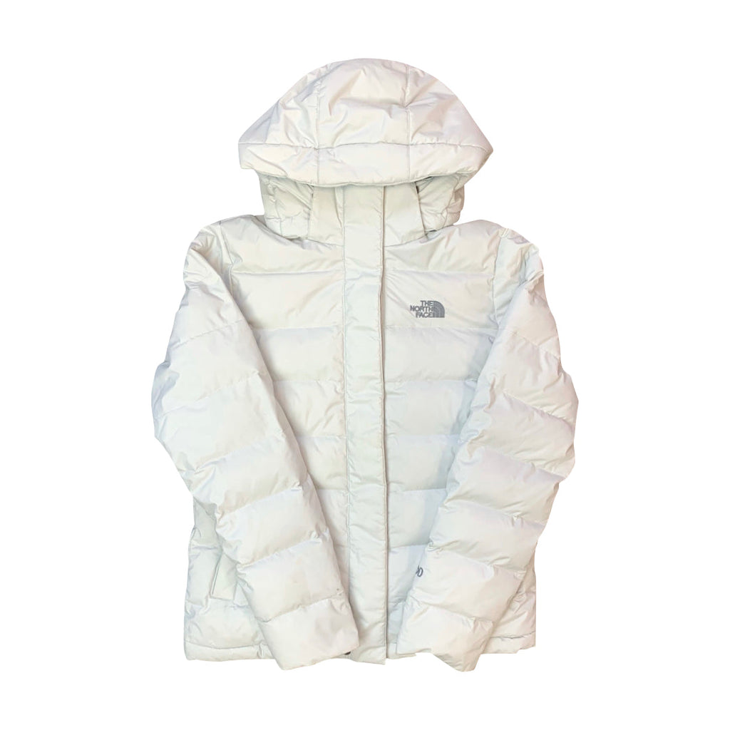 The North Face Women's Washed White Hooded Puffer Jacket