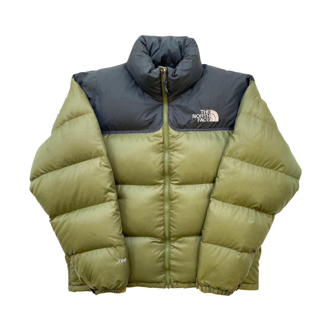 The North Face Light Green Puffer Jacket WITH STAIN & REPAIR