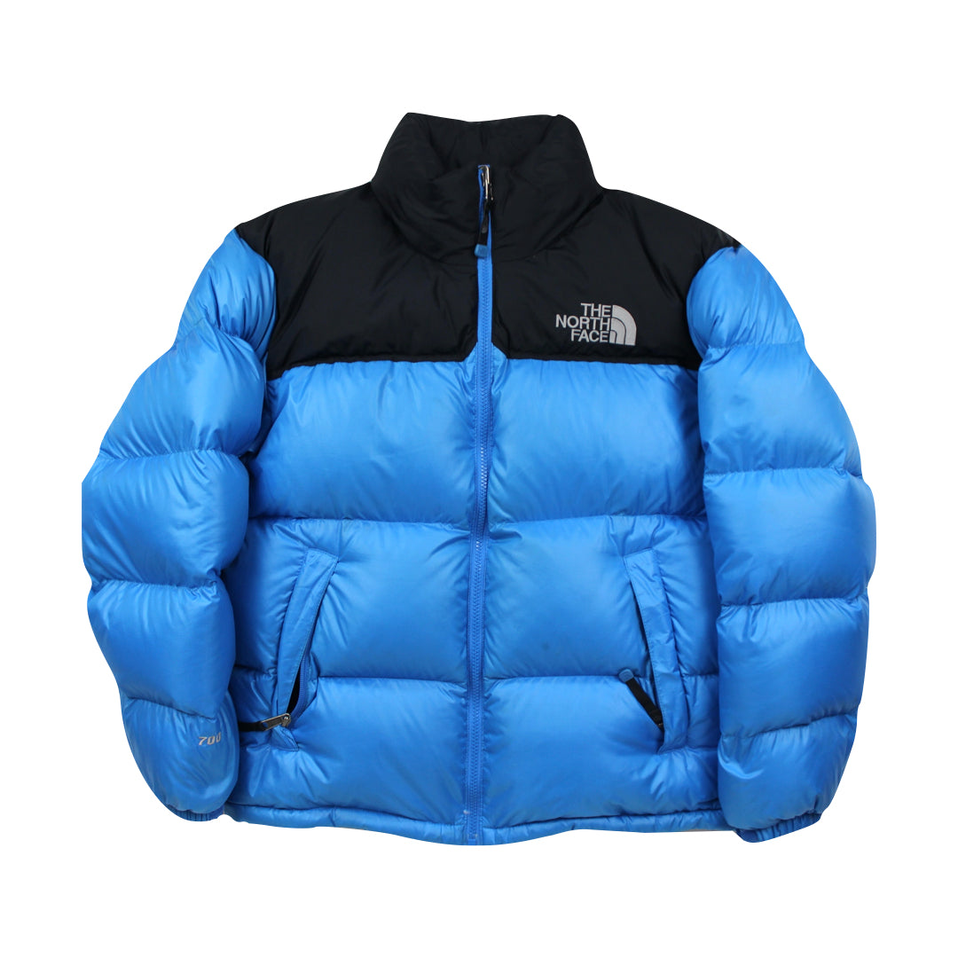 The North Face Baby Blue Puffer Jacket WITH STAIN & REPAIR