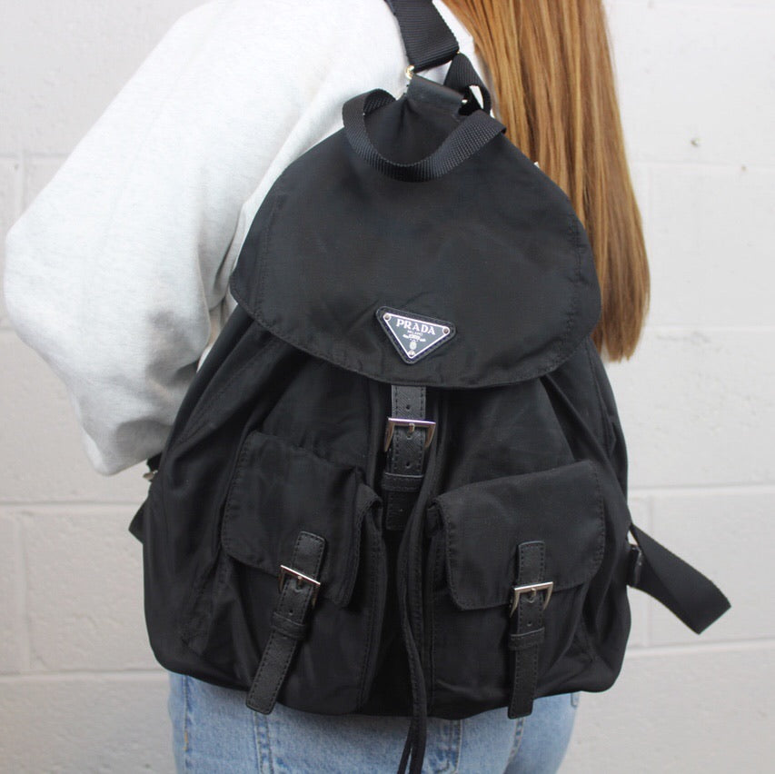 Prada Nylon Bagpack W/Buckles