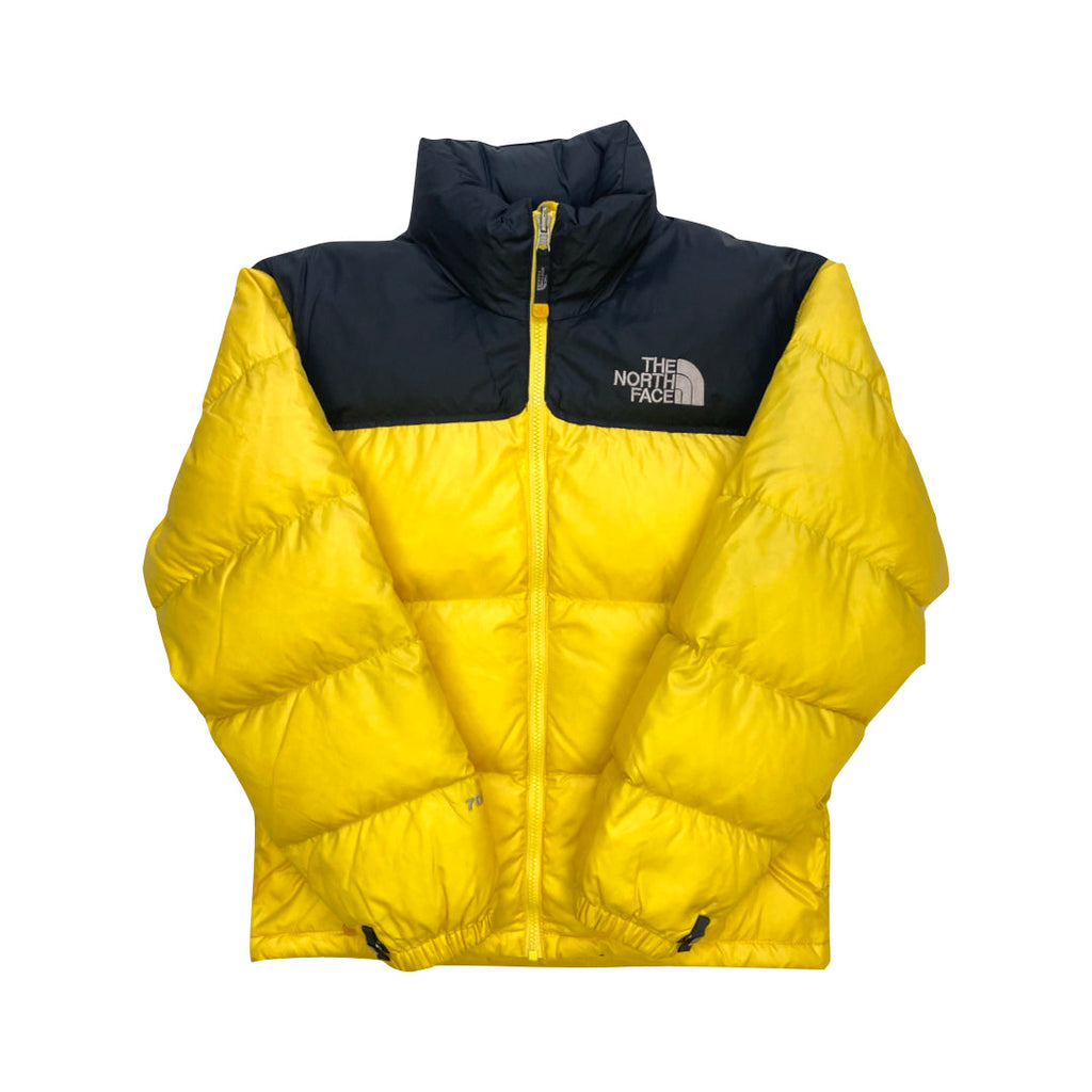 The North Face Yellow Puffer Jacket WITH STAIN