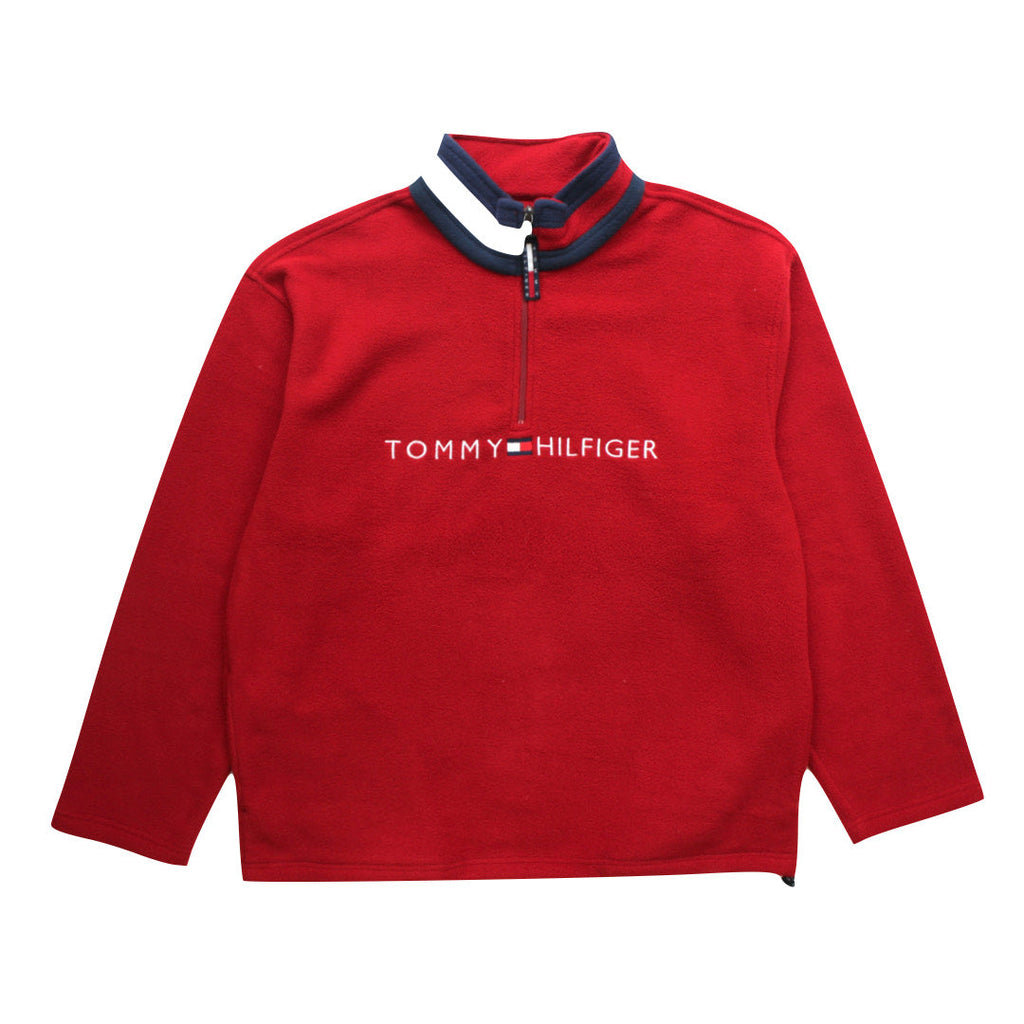 Tommy Hilfiger Dark Red 1/4 Zip Fleece Jumper