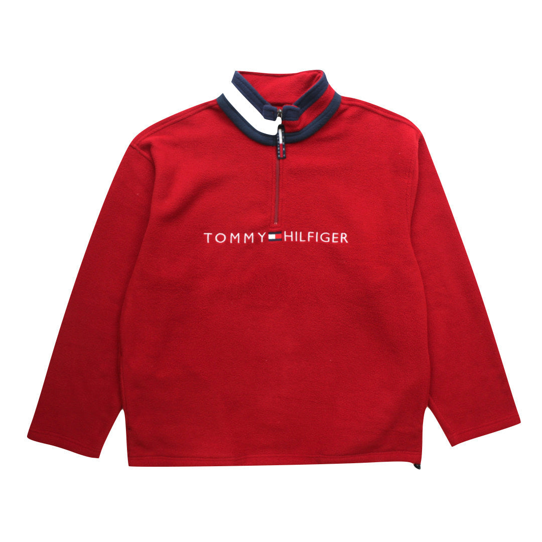 Tommy Hilfiger Dark Red 1/4 Zip Fleece Jumper