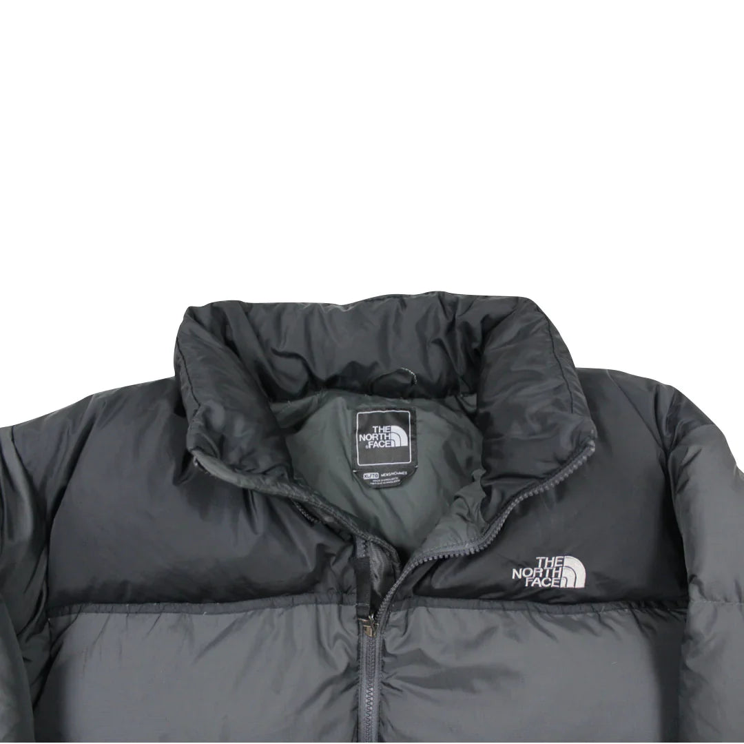 The North Face Dark Grey Matte Puffer Jacket WITH STAIN