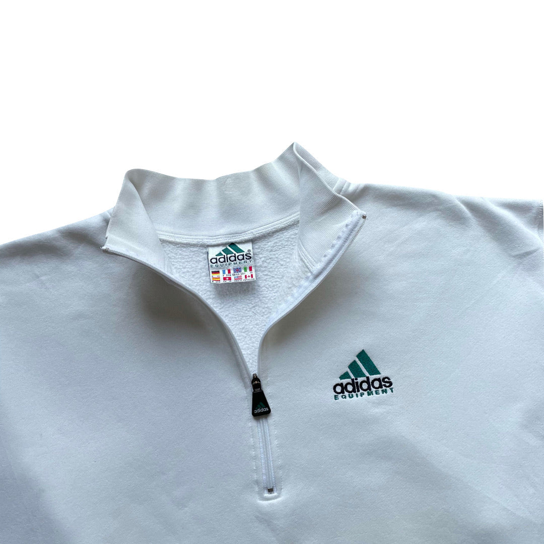 Adidas Equipment White 1/4 Zip Sweatshirt WITH STAIN