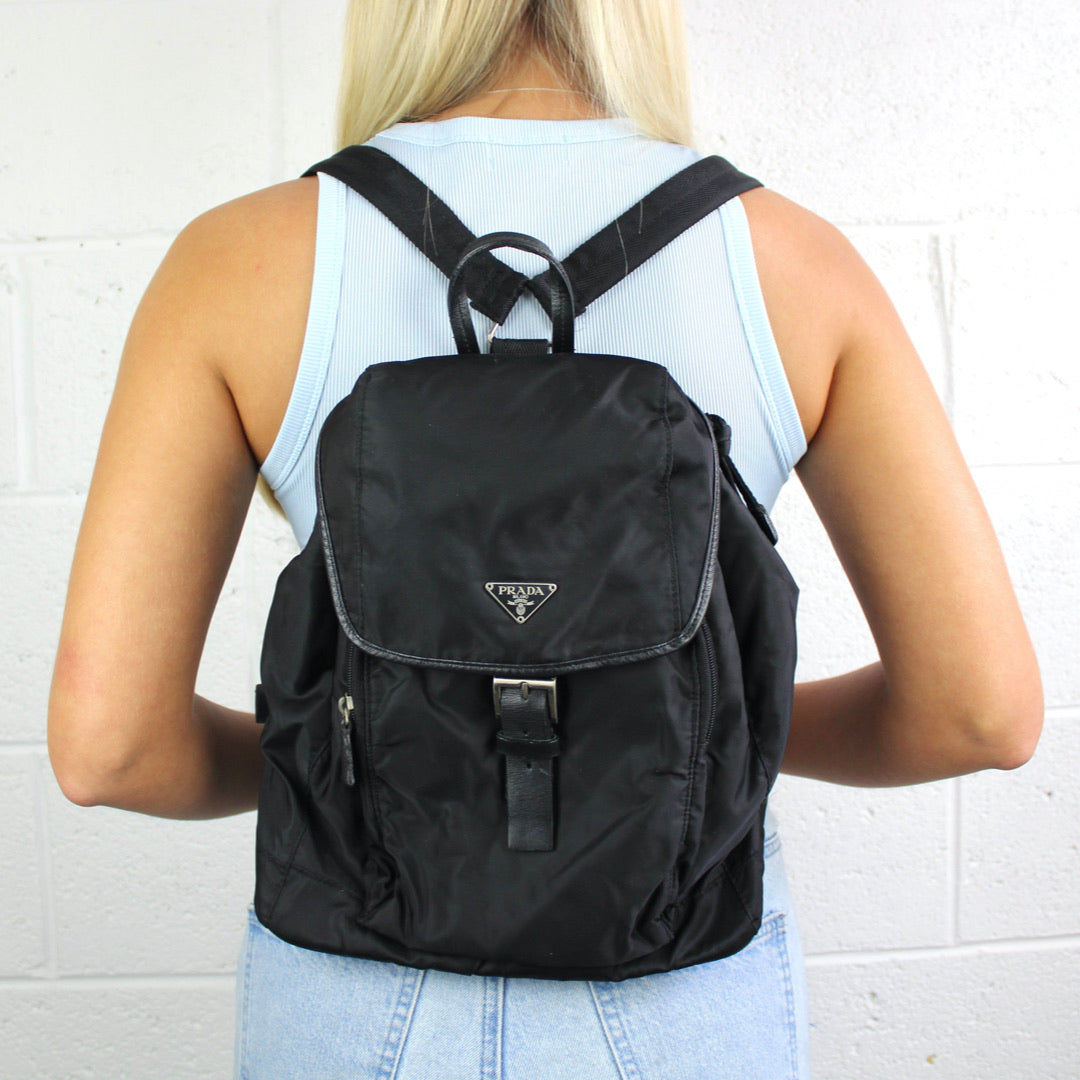 Prada Black Nylon Bagpack