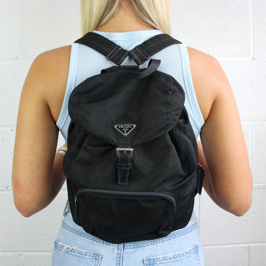 Prada Black Nylon Bagpack