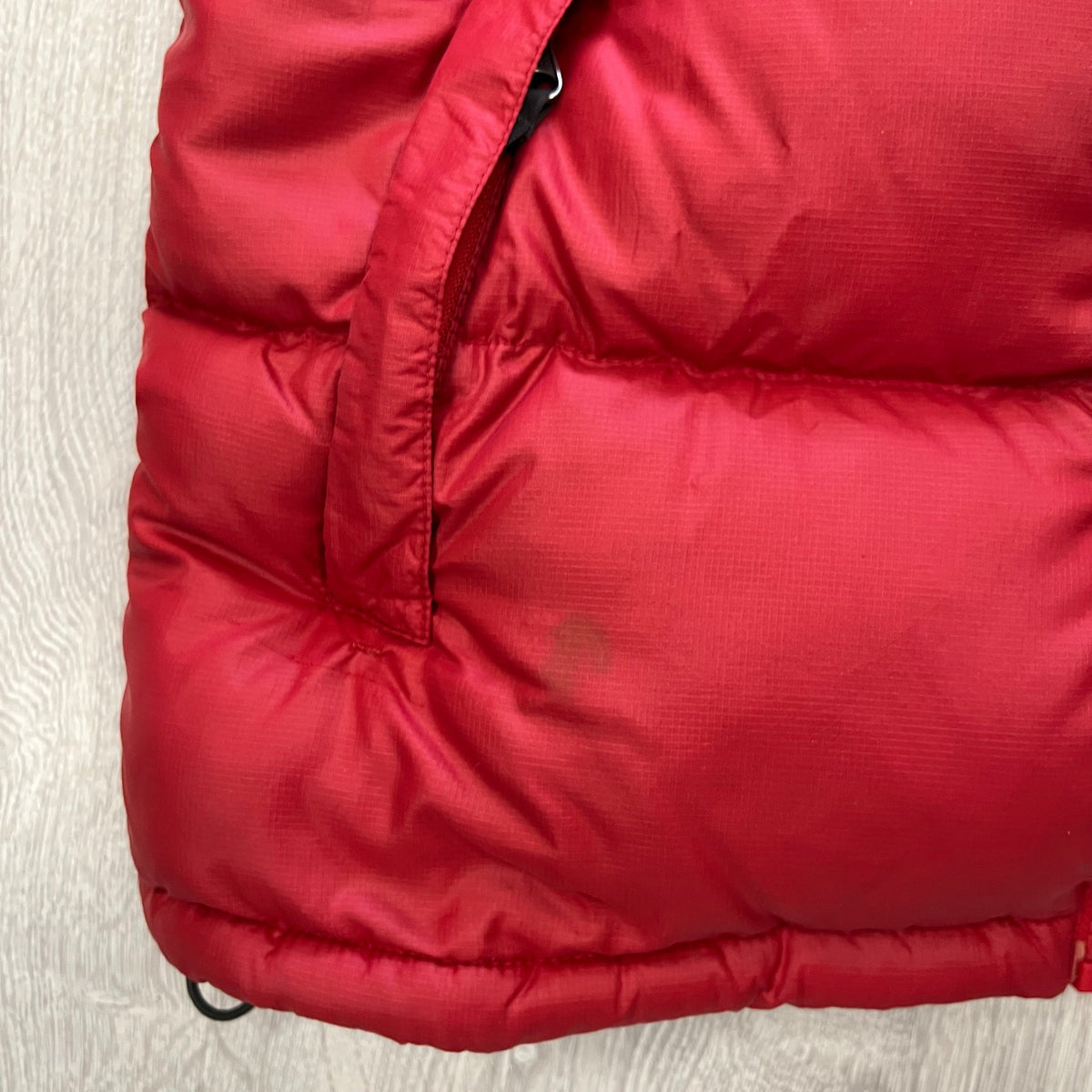 The North Face Red & Grey Puffer Jacket WITH STAIN