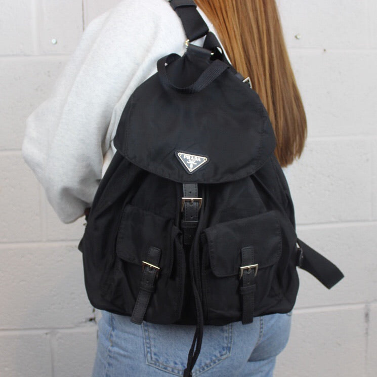 Prada Nylon Bagpack W/Buckles