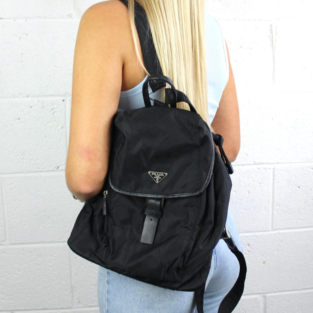 Prada Black Nylon Bagpack
