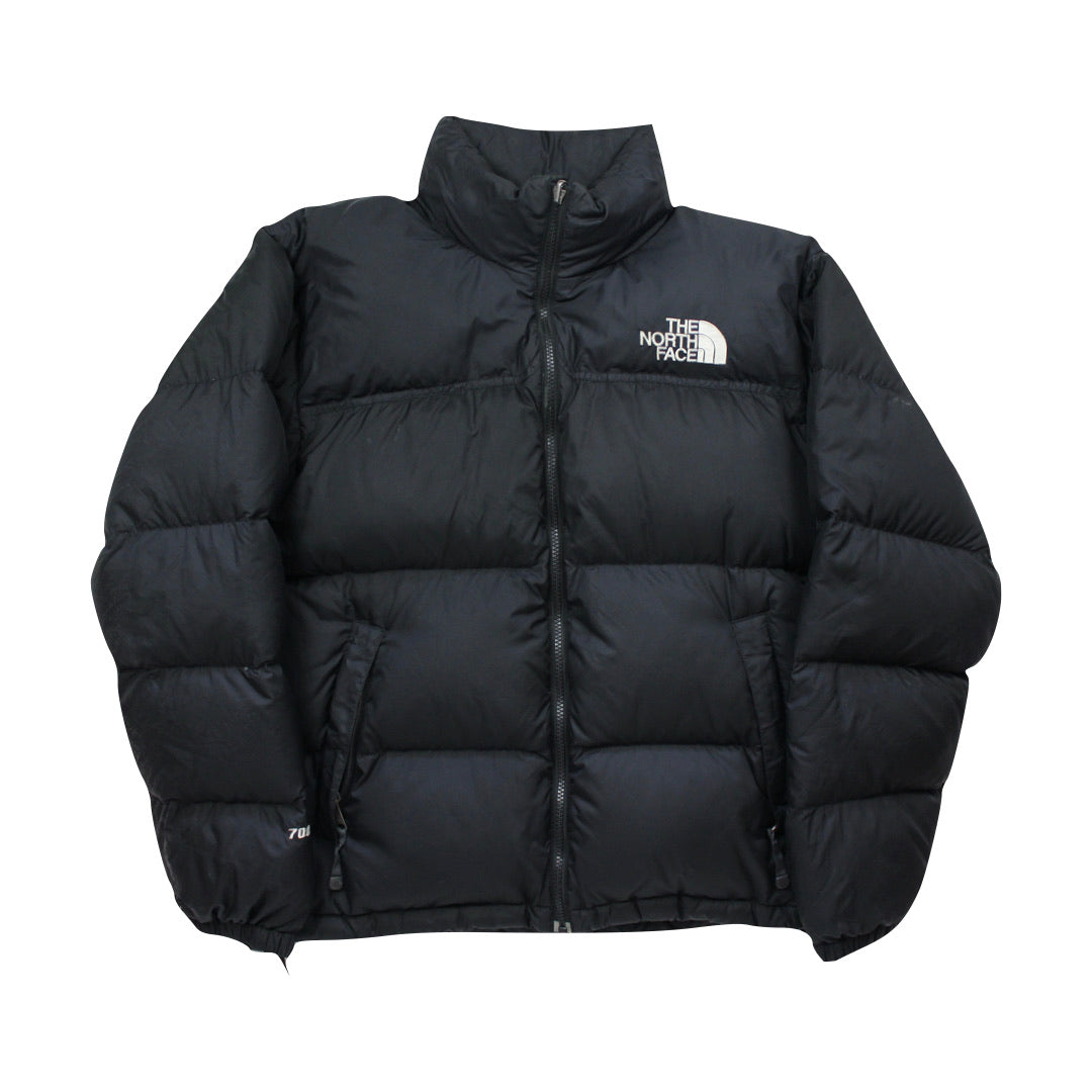 The North Face Matte Black Puffer Jacket WITH SMALL REPAIR