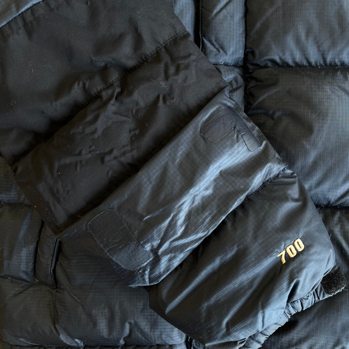 The North Face Navy Blue Baltoro Puffer Jacket WITH REPAIRS