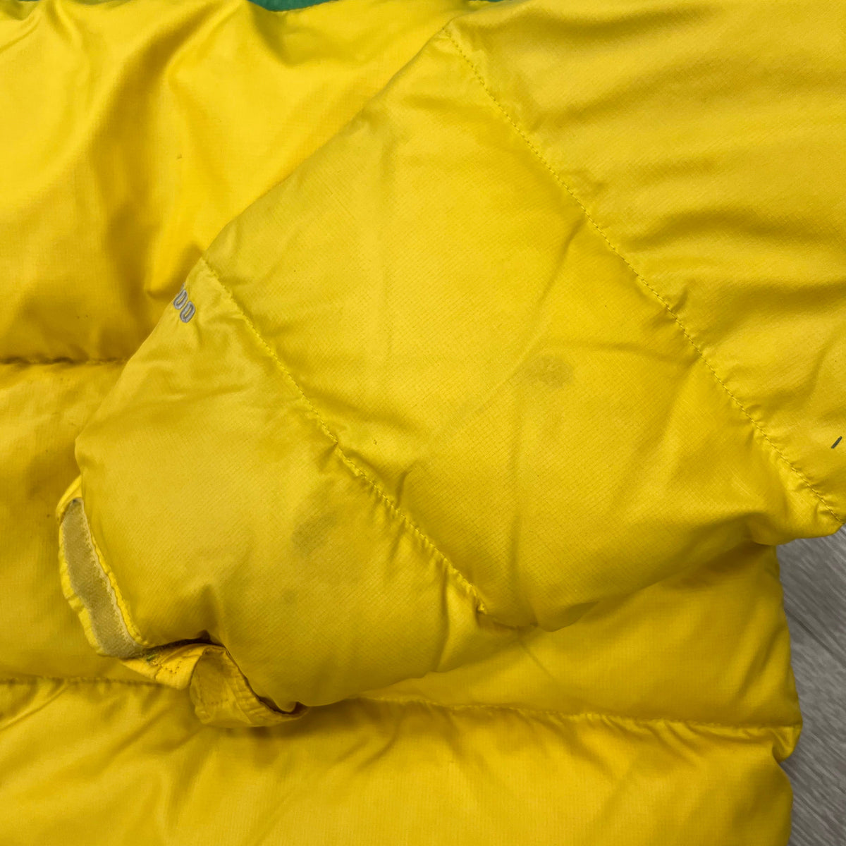The North Face Yellow & Green Puffer Jacket WITH STAINS