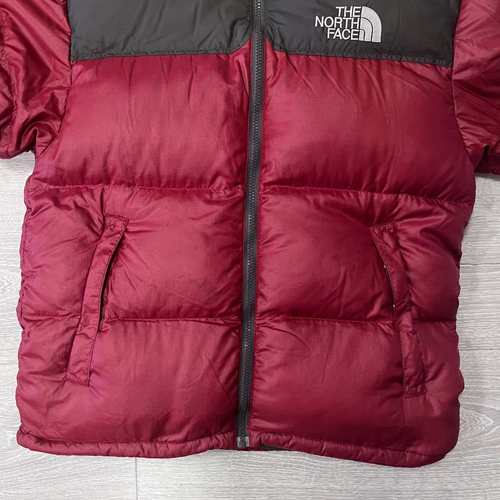 The North Face Light Maroon Red Puffer Jacket WITH STAIN