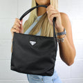 Prada Light Black / Plum Nylon Mini Handbag