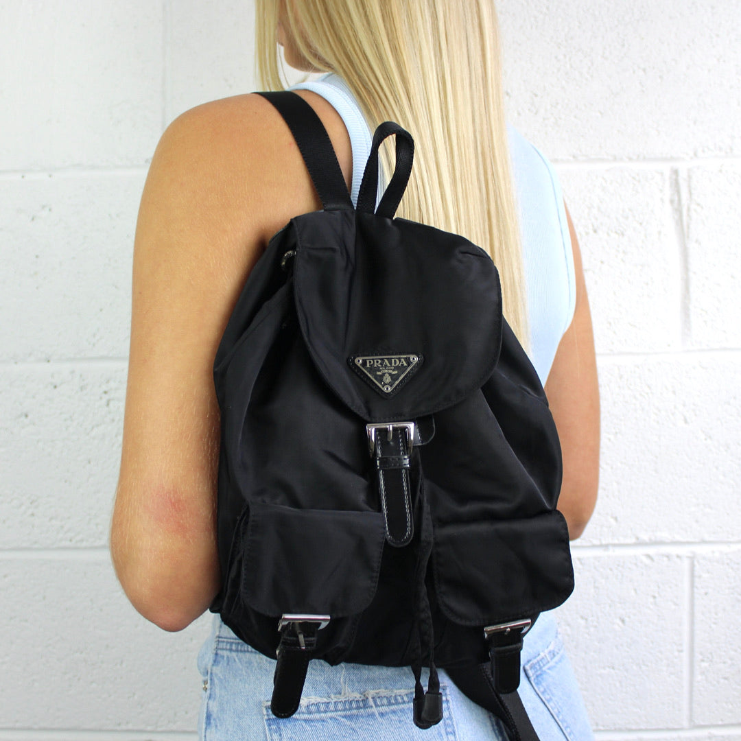 Prada Black Nylon Bagpack